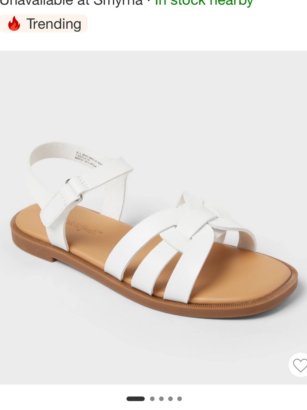 Cat & Jack White Girls' Strappy H-Band Sandals